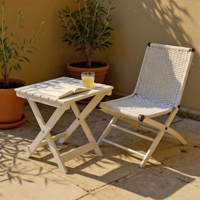 Image showing 1 th Shine Company Outdoor Assembled Square Folding Solid Acacia Wood Side Table
