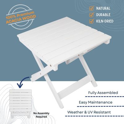 Image showing 3 th Shine Company Outdoor Assembled Square Folding Solid Acacia Wood Side Table