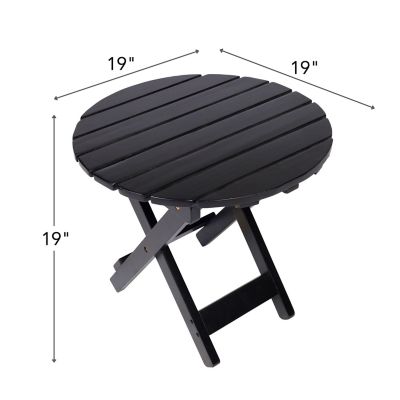 Image showing  Outdoor Assembled Round Folding Solid Acacia Wood Side Table