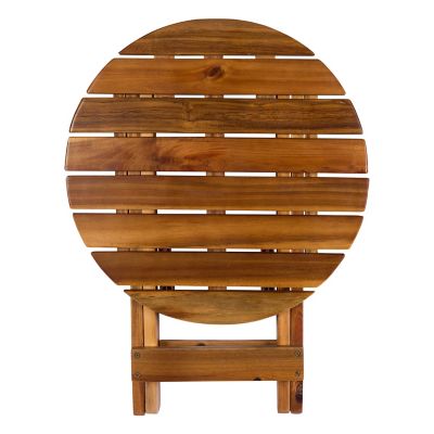 Image showing  Outdoor Assembled Round Folding Solid Acacia Wood Side Table