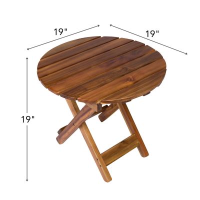 Image showing  Outdoor Assembled Round Folding Solid Acacia Wood Side Table