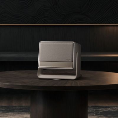 Image showing  HORIZON S Max 4K Laser + LED Multimedia Projector with Built-in Speakers, Stand, and Remote