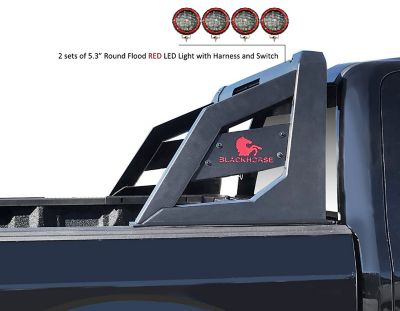 Image showing  ARMOUR Roll Bar for 1/2 Ton Trucks (GM-FORD-DODGE) with 5.3 in. Round Flood LED Red