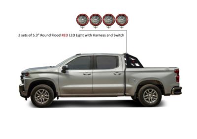 Image showing  ARMOUR Roll Bar for 1/2 Ton Trucks (GM-FORD-DODGE) with 5.3 in. Round Flood LED Red