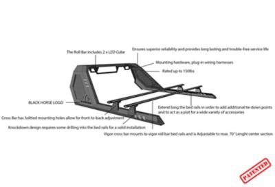 Image showing  Vigor Roll Bar with Cross Bar Modular Black fits 15-25 Ram 150014-22 Sierra 150014-22 Silverado 1500