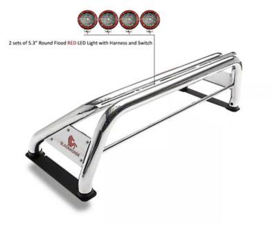 Image showing  Classic Roll Bar SS fits 1/2 Ton Trucks (GM-FORD-DODGE-TOYOTA) with 5.3 in. Round Flood LED Red