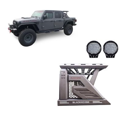 Black Horse Off Road Armour II Roll Bar with Basket Kit BK fits 19-25 Jeep Gladiator