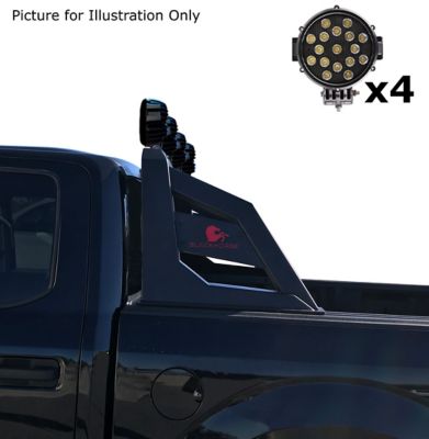 Black Horse Off Road ARMOUR Roll Bar for 1/2 Ton Trucks (GM-FORD-DODGE) Black with Set of 7 in. Black LED
