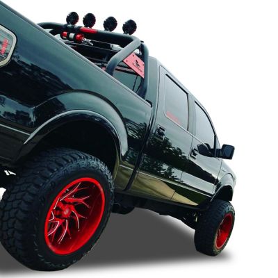 Black Horse Off Road Classic Roll Bar Black Fits 1/2 Ton Trucks, GM-FORD-DODGE-TOYOTA) W/ Set of 7 in. Red LED