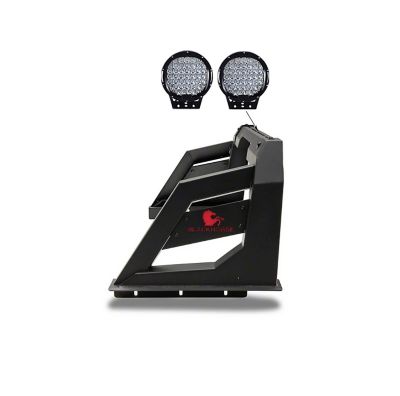 Black Horse Off Road Armour Roll Bar BK for 1/2 Ton Trucks (GM-FORD-DODGE) with Set of Black 9 in. Round LED Light