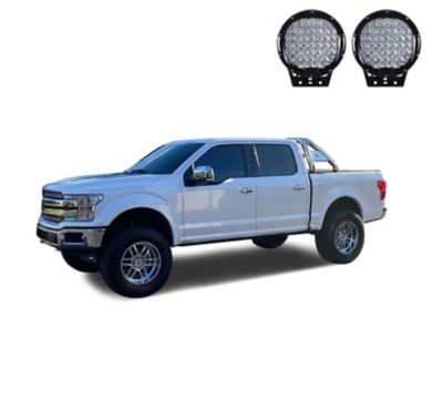 Image showing  Classic Roll Bar SS fits 1/2 Ton Trucks (GM-FORD-DODGE-TOYOTA) with Set of Black 9 in. Round LED Light