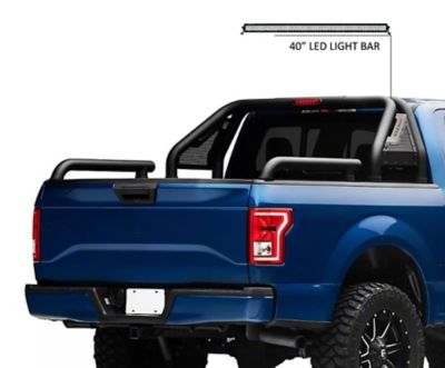 Image showing 6 th Black Horse Off Road GLADIATOR BLACK ROLL BAR for 1/2 Ton Trucks ( GM-FORD-DODGE- TUNDRA) with LED Light