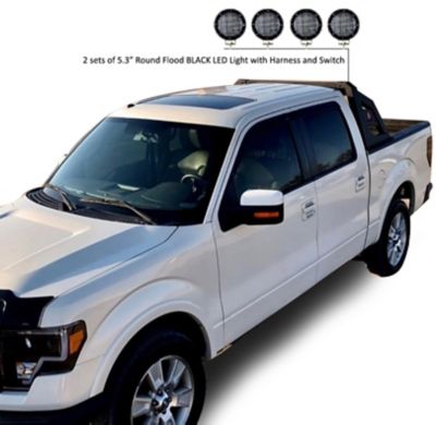 Black Horse Off Road ARMOUR Roll Bar for 1/2 Ton Trucks (GM-FORD-DODGE) with 5.3 in. Round Flood LED Black