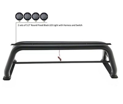 Image showing  Classic Roll Bar Black fits 1/2 Ton Trucks (GM-FORD-DODGE-TOYOTA)with 53 in Round Flood LED Black