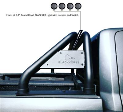 Image showing  Classic Roll Bar Black fits 1/2 Ton Trucks (GM-FORD-DODGE-TOYOTA)with 53 in Round Flood LED Black
