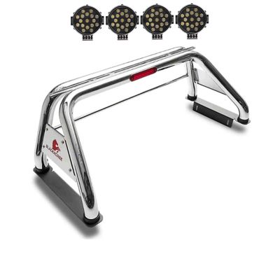 Black Horse Off Road Classic Roll Bar SS fits 1/2 Ton Trucks (GM-FORD-DODGE-TOYOTA) with Set of 7 in Black LED