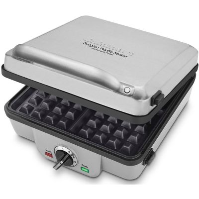Image showing  Stainless Steel 4-Slice Belgian Waffle Maker with Pancake Plates