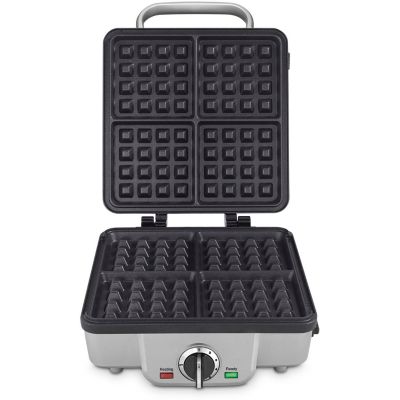 Image showing  Stainless Steel 4-Slice Belgian Waffle Maker with Pancake Plates