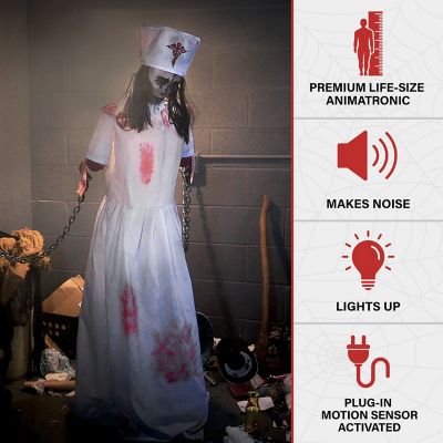 Image showing  Animatronic Convulsing Nurse by Tekky Halloween Decoration with Motion-Activated Sounds