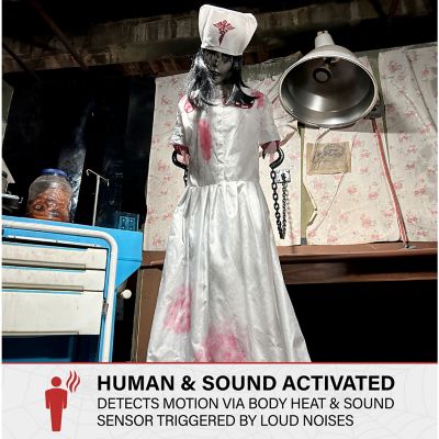 Image showing  Animatronic Convulsing Nurse by Tekky Halloween Decoration with Motion-Activated Sounds