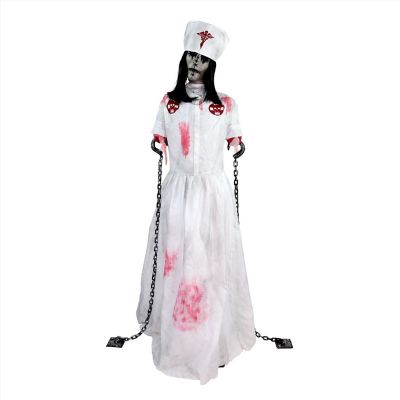 Image showing 8 th Haunted Hill Farm Animatronic Convulsing Nurse by Tekky Halloween Decoration with Motion-Activated Sounds