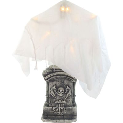 Haunted Hill Farm 4 ft. Touch-Activated Lightup Ghost with Tomb Halloween Accessory
