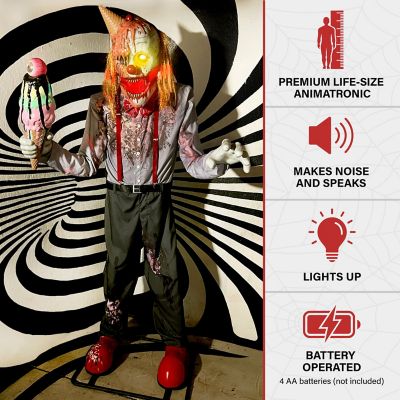 Image showing  6.9 ft. Motion-Activated I Scream Clown Halloween Animatronic by Tekky