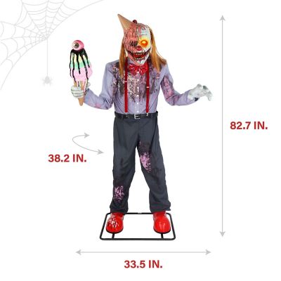 Image showing  6.9 ft. Motion-Activated I Scream Clown Halloween Animatronic by Tekky