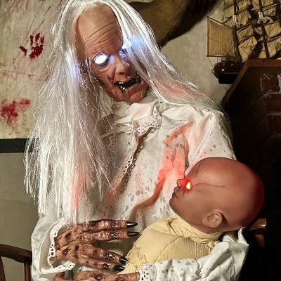 Image showing 9 th Haunted Hill Farm Animatronic Gravely Granny by Tekky Halloween Decoration with Motion-Activated Sounds