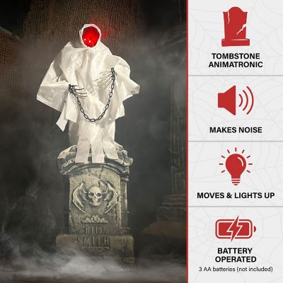 Image showing  4.3 ft. Touch-Activated Animated Spectre on Tomb Halloween Accessory