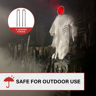 Image showing 6 th Haunted Hill Farm 4.3 ft. Touch-Activated Animated Spectre on Tomb Halloween Accessory