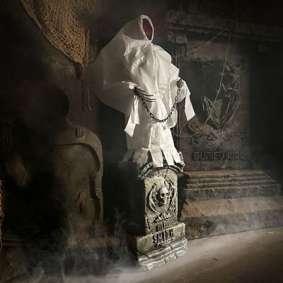 Image showing 7 th Haunted Hill Farm 4.3 ft. Touch-Activated Animated Spectre on Tomb Halloween Accessory