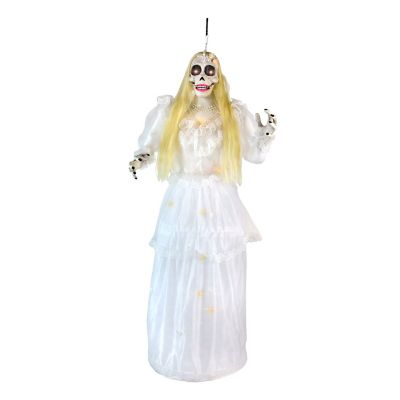 Haunted Hill Farm 5 ft. Touch-Activated Animated Hanging Spinning Bride Halloween Animatronic