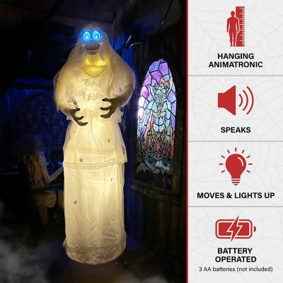 Image showing  5 ft. Touch-Activated Animated Hanging Spinning Bride Halloween Animatronic