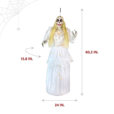 Image showing  5 ft. Touch-Activated Animated Hanging Spinning Bride Halloween Animatronic