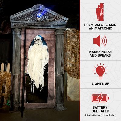 Image showing 6.7 ft. Motion-Triggered Mausoleum Halloween Animatronic by Tekky