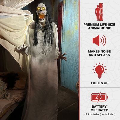 Image showing 1 th Haunted Hill Farm 5.9 ft. Motion-Sensor Lurching Woman Halloween Animatronic by Tekky