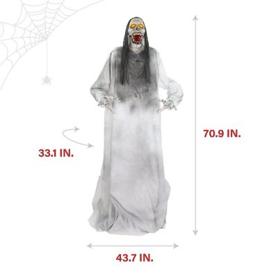 Image showing 2 th Haunted Hill Farm 5.9 ft. Motion-Sensor Lurching Woman Halloween Animatronic by Tekky