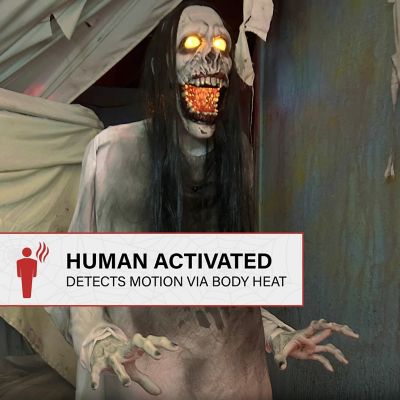 Image showing 3 th Haunted Hill Farm 5.9 ft. Motion-Sensor Lurching Woman Halloween Animatronic by Tekky