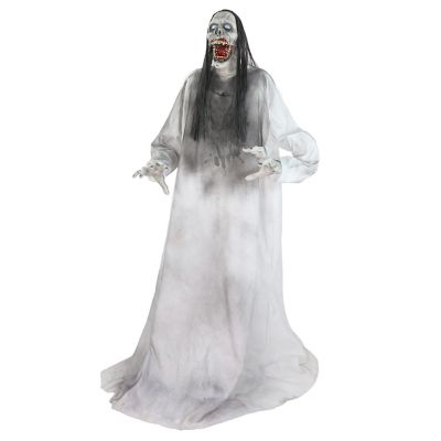 Image showing 5 th Haunted Hill Farm 5.9 ft. Motion-Sensor Lurching Woman Halloween Animatronic by Tekky