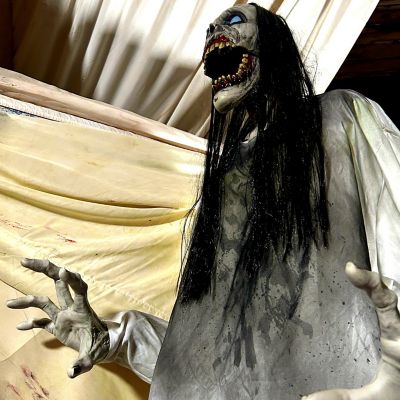 Image showing 9 th Haunted Hill Farm 5.9 ft. Motion-Sensor Lurching Woman Halloween Animatronic by Tekky