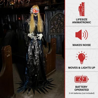 Image showing  5.9 ft. Touch-Activated Animated Standing Masquerade Lady Halloween Animatronic