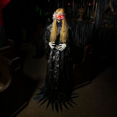 Image showing 8 th Haunted Hill Farm 5.9 ft. Touch-Activated Animated Standing Masquerade Lady Halloween Animatronic