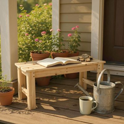 Shine Company Ashland 36 in. Rustic Solid Wooden Outdoor Garden Patio Bench