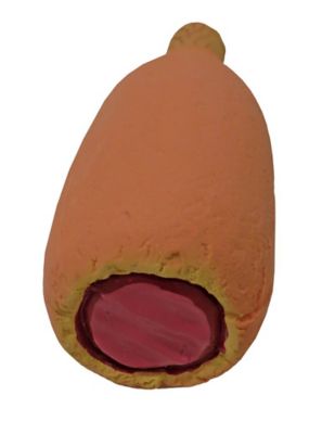 Scoochie Pet Products Premium Stuffed Latex Fairtime Corn Dog Dog Chew Toy, 6.5 in.