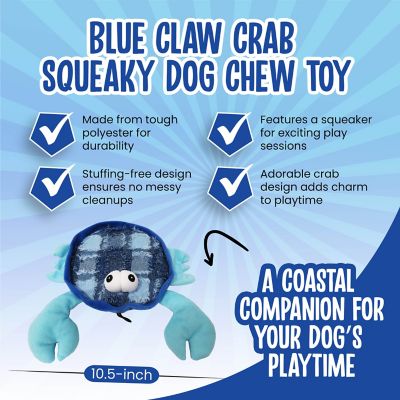 Image showing  Blue Claw Crab Squeaky Dog Chew Toy, 10.5 in.