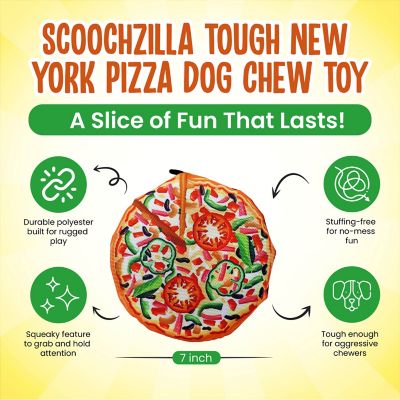 Image showing  Scoochzilla Tough New York Pizza Squeaky Dog Chew Toy, 7 in.
