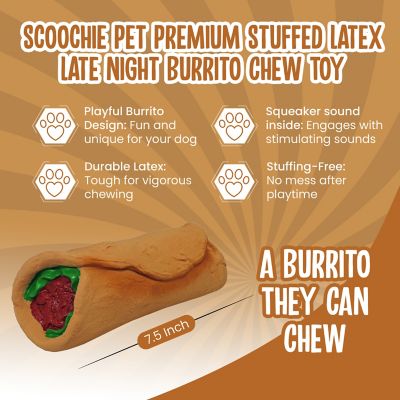 Image showing  Premium Stuffed Latex Late Night Burrito Dog Chew Toy, 7.5 in.