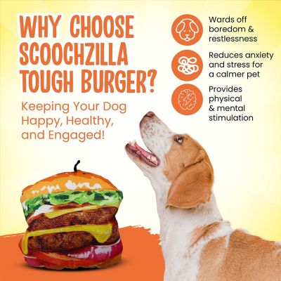 Image showing  Scoochzilla Tough Burger Squeaky Dog Chew Toy, 6 in.
