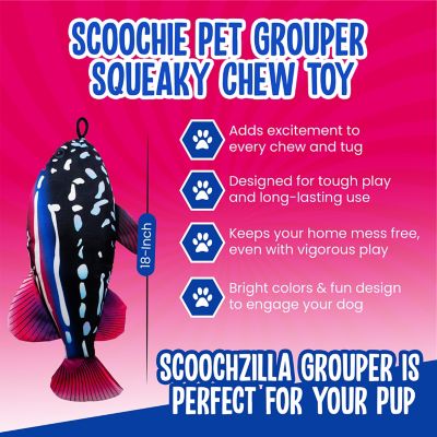 Image showing  Scoochzilla Grouper Squeaky Dog Chew Toy, 18 in.